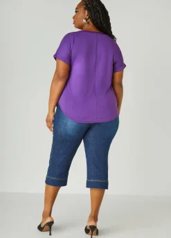 Discount Ashley Stewart Satin Trimmed French Terry Tee
