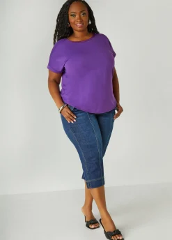 Discount Ashley Stewart Satin Trimmed French Terry Tee