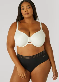 New Ashley Stewart Satin Underwire Minimizer Bra Ivory