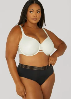 New Ashley Stewart Satin Underwire Minimizer Bra Ivory
