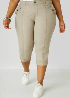 Sale Ashley Stewart Seam Detailed Denim Capris