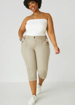 Sale Ashley Stewart Seam Detailed Denim Capris