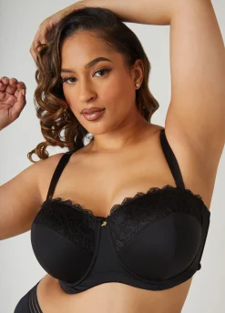 Best Ashley Stewart Six Way Convertible Lace Butterfly Bra Black