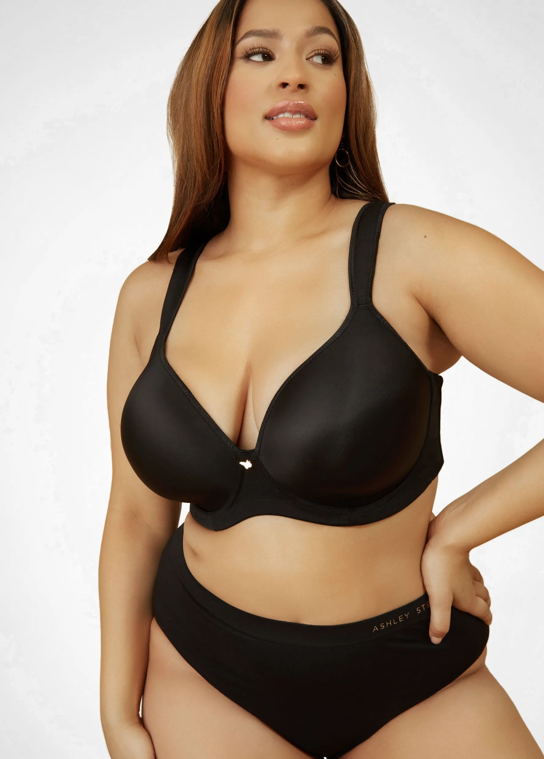 Discount Ashley Stewart Smoothing Plunge Butterfly Bra Black