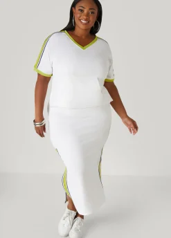 Fashion Ashley Stewart Striped French Terry Hi Low Top White