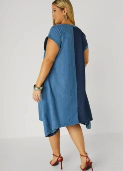Hot Ashley Stewart Studded Two Tone Chambray Dress Denim