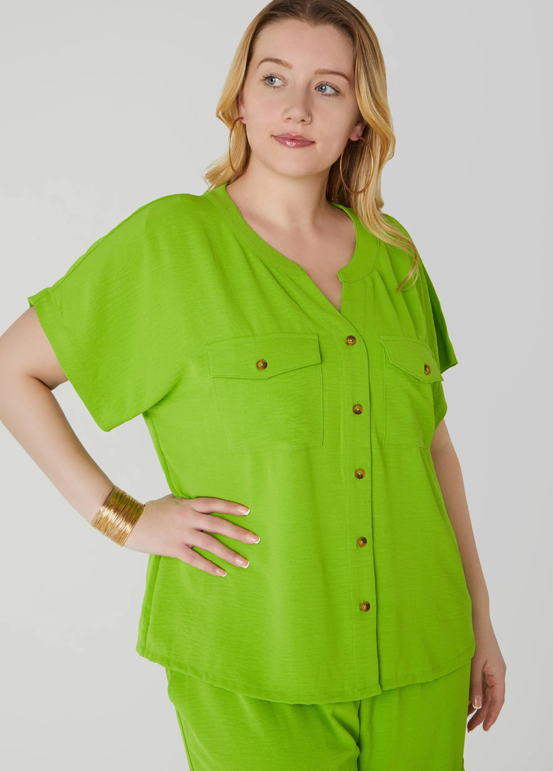Best Ashley Stewart Textured Cargo Shirt