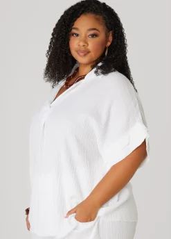 Sale Ashley Stewart Textured Cotton Gauze Top