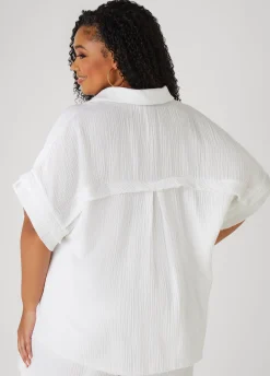 Sale Ashley Stewart Textured Cotton Gauze Top