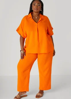 Sale Ashley Stewart Textured Cotton Gauze Top