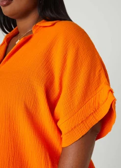 Sale Ashley Stewart Textured Cotton Gauze Top