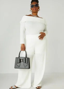 Online Ashley Stewart Textured Knit Straight Leg Pants