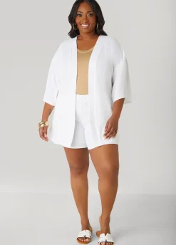 Fashion Ashley Stewart Textured Mid Rise Shorts