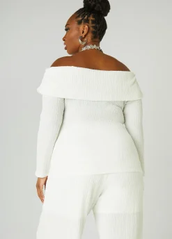 Discount Ashley Stewart Textured Off The Shoulder Top