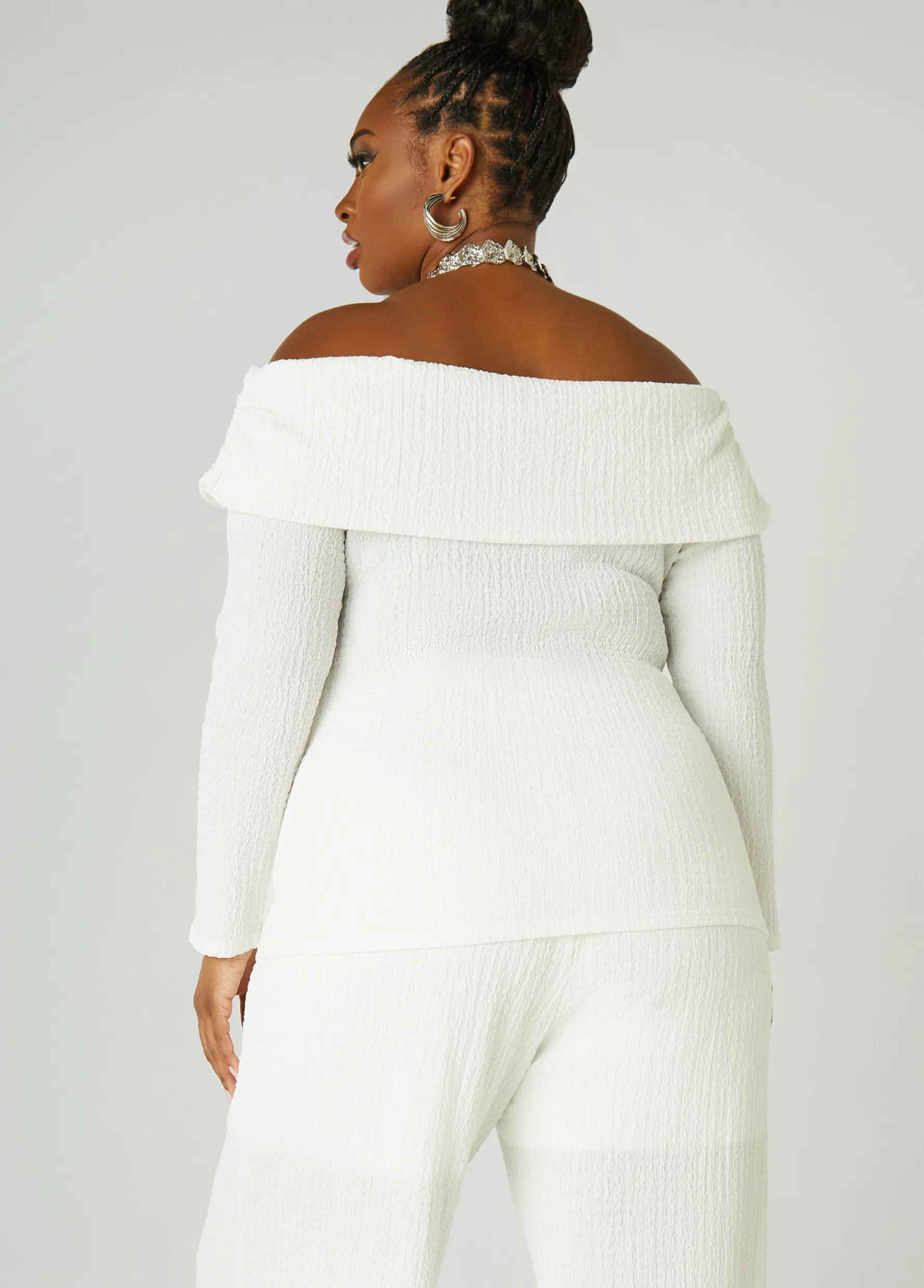 Discount Ashley Stewart Textured Off The Shoulder Top