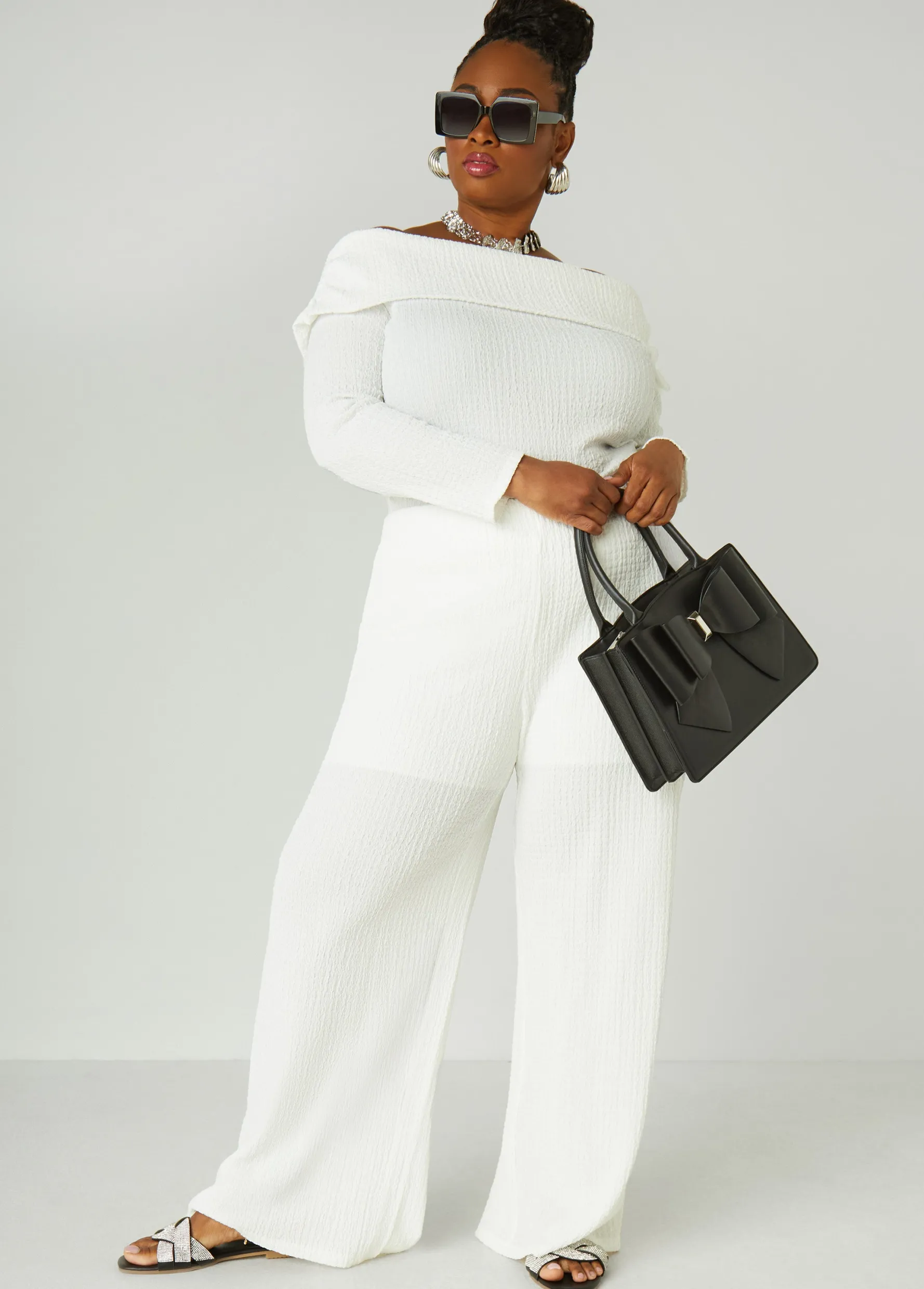 Discount Ashley Stewart Textured Off The Shoulder Top