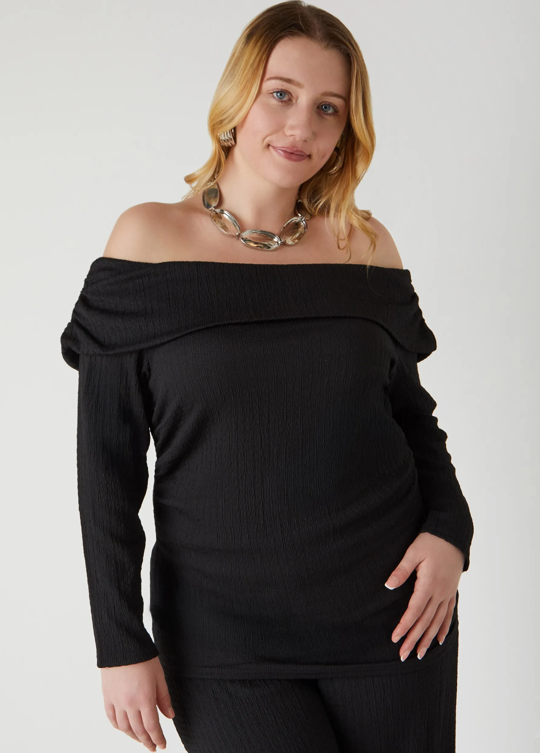 Discount Ashley Stewart Textured Off The Shoulder Top