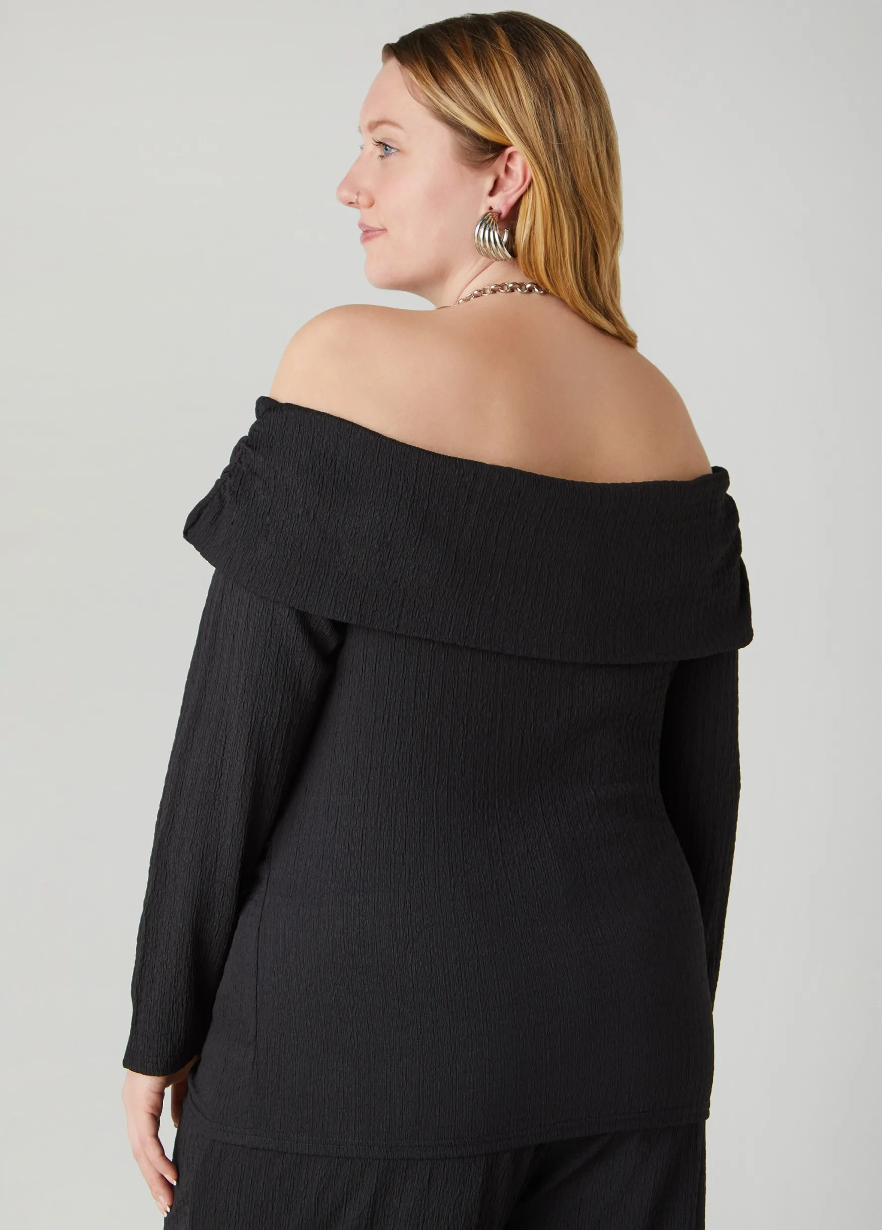 Discount Ashley Stewart Textured Off The Shoulder Top