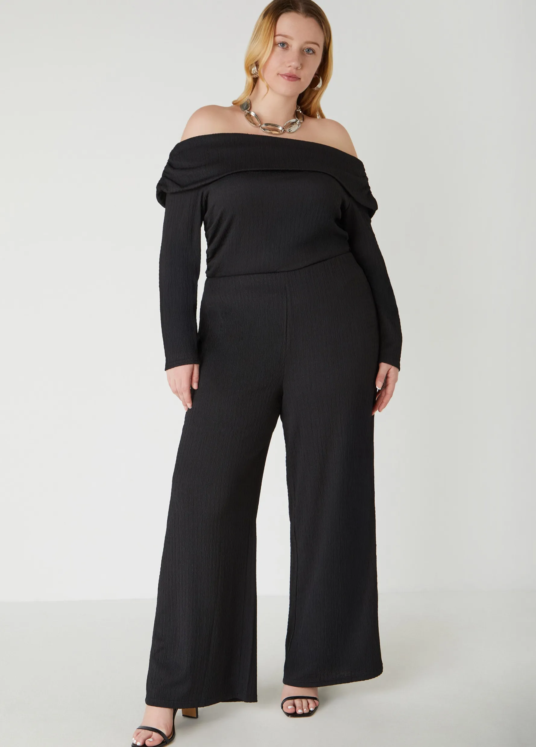 Discount Ashley Stewart Textured Off The Shoulder Top