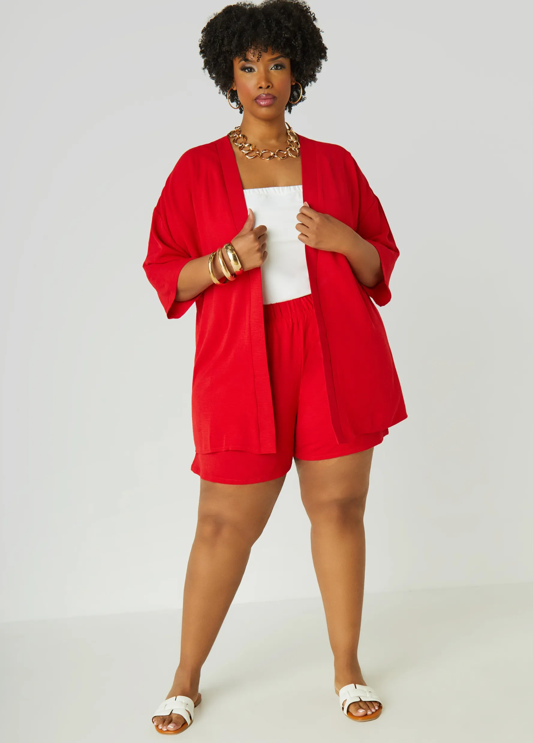 Online Ashley Stewart Textured Open Front Jacket