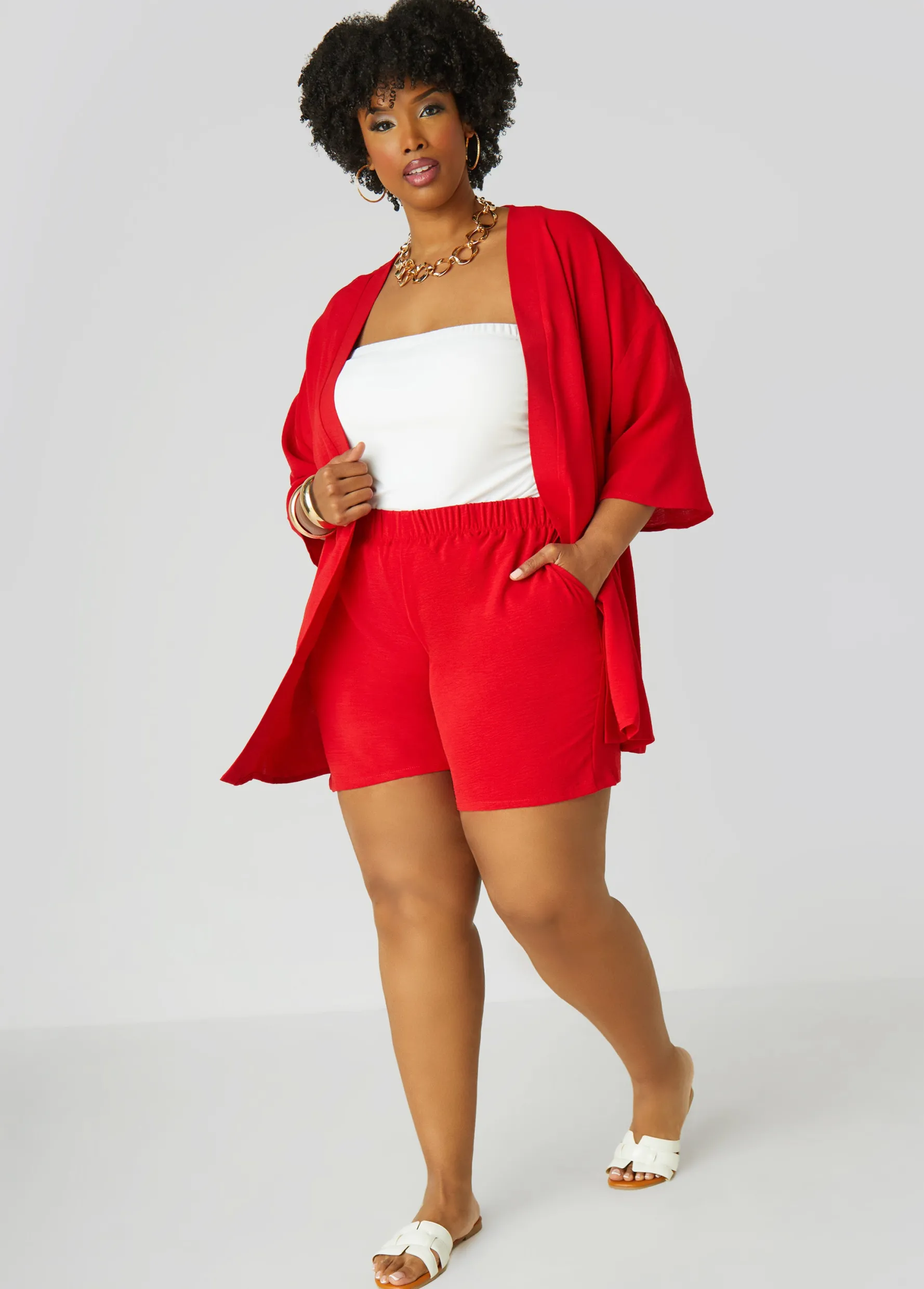 Online Ashley Stewart Textured Open Front Jacket