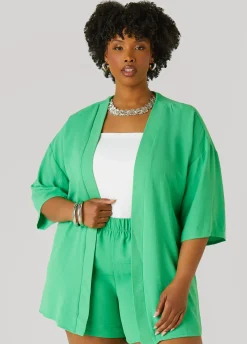 Online Ashley Stewart Textured Open Front Jacket
