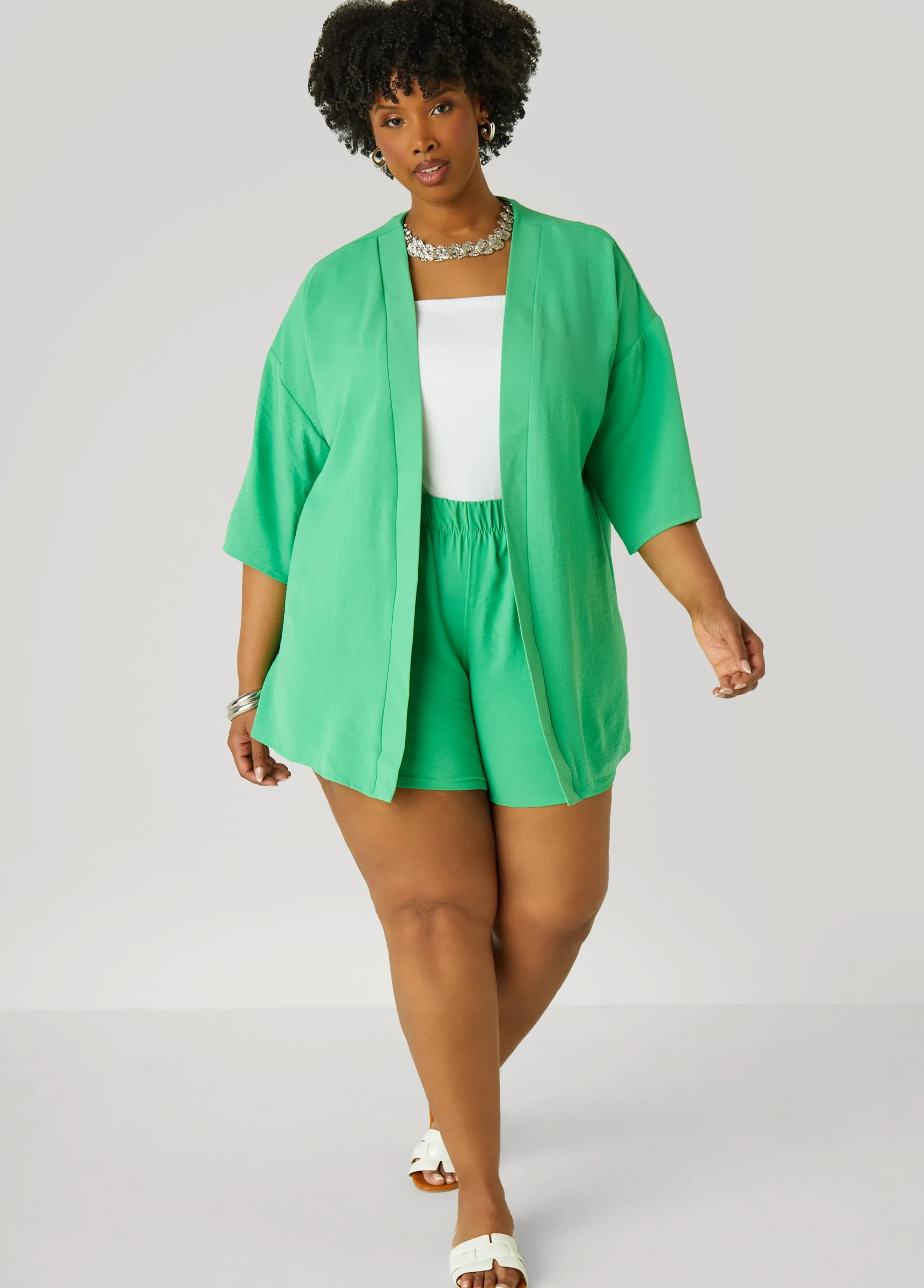 Online Ashley Stewart Textured Open Front Jacket