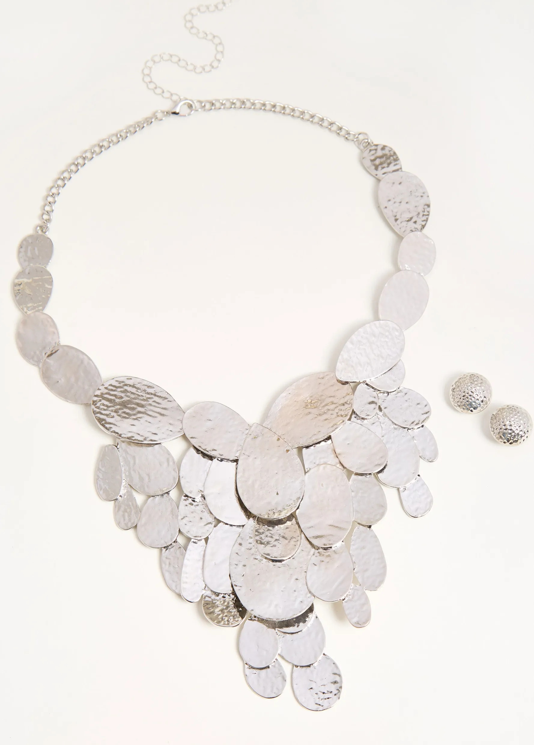 Clearance Ashley Stewart Textured Tone Necklace Set Silver