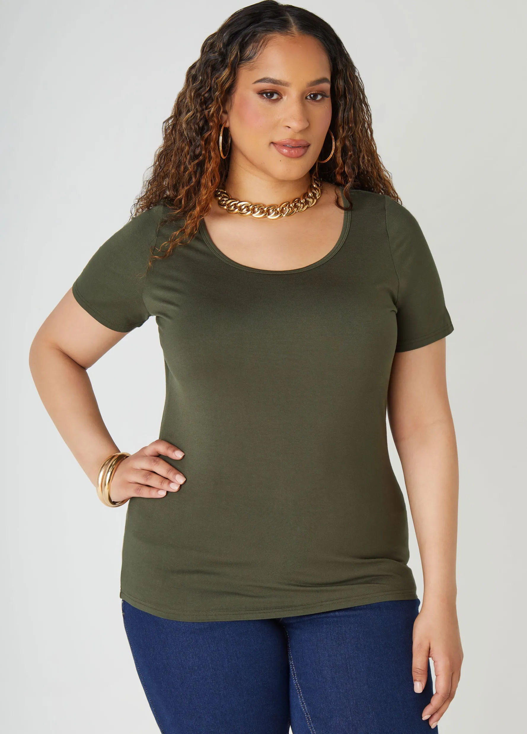 Online Ashley Stewart The Basic Scoop Neck Jersey Tee