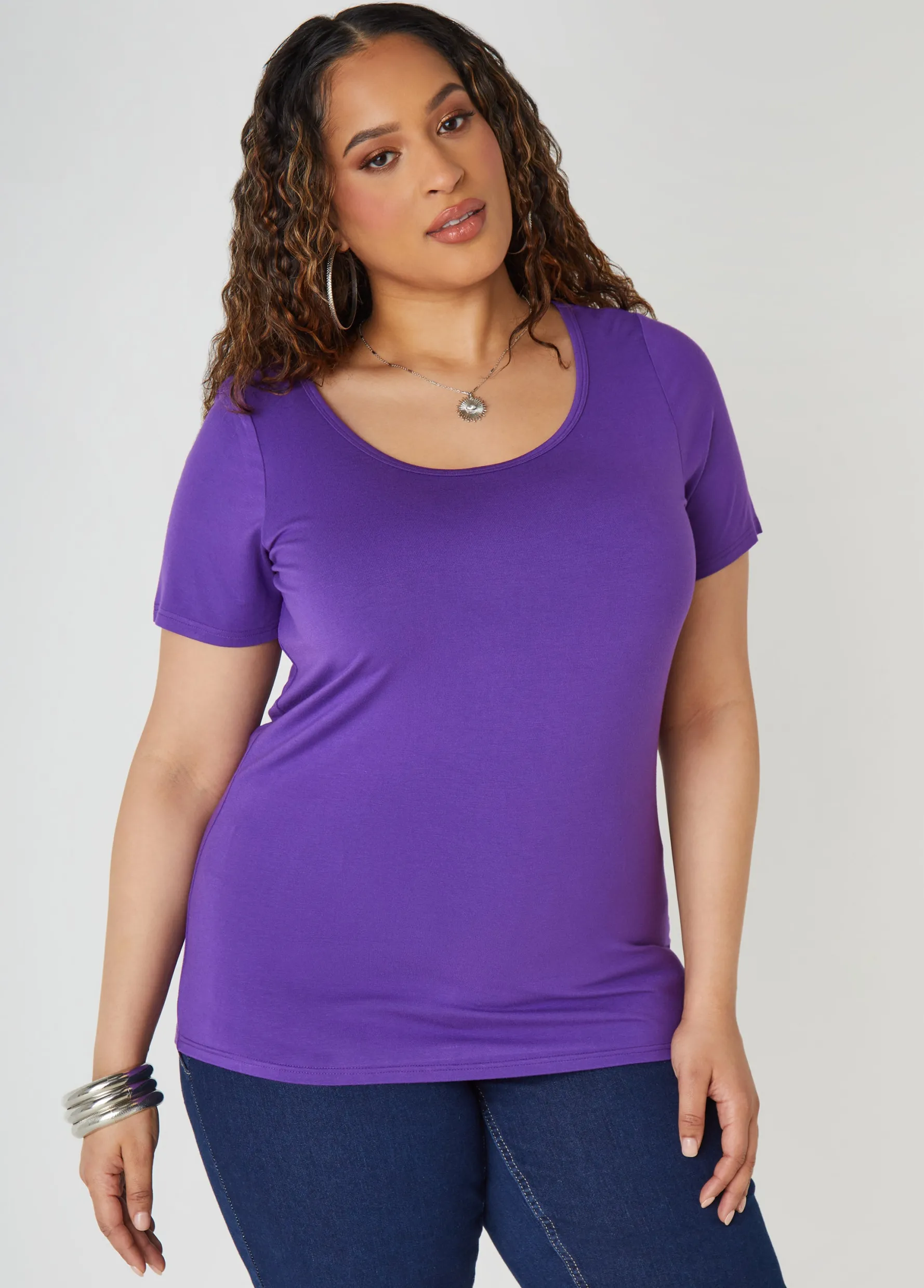 Online Ashley Stewart The Basic Scoop Neck Jersey Tee