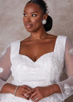 Discount Ashley Stewart The Stella Princess Wedding Gown Egret