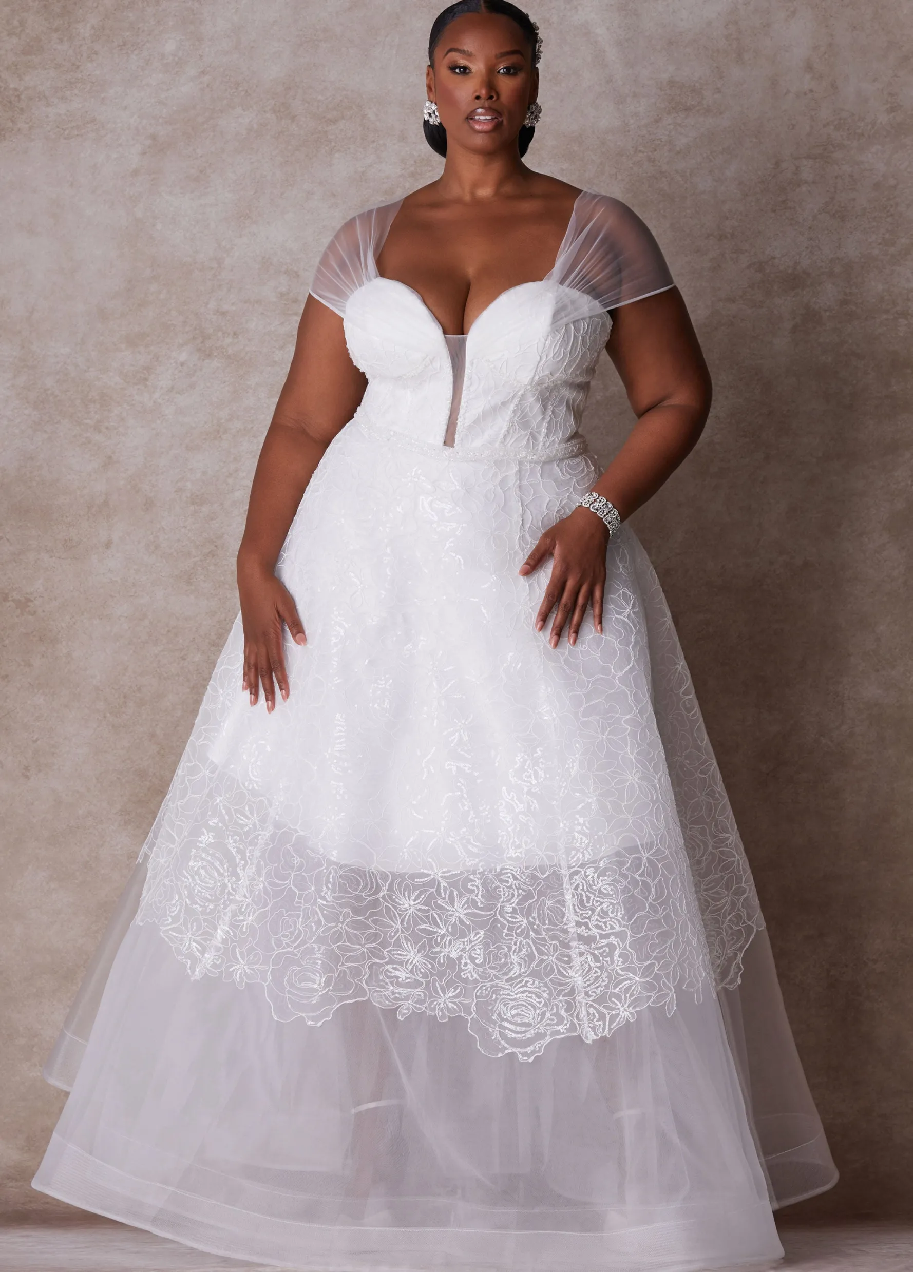 Discount Ashley Stewart The Tatianna Princess Wedding Gown White