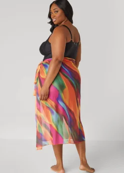 Outlet Ashley Stewart Tie Dyed Stretch Mesh Sarong Multi