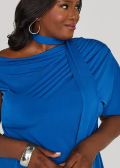 Discount Ashley Stewart Tie Neck Peplum Top