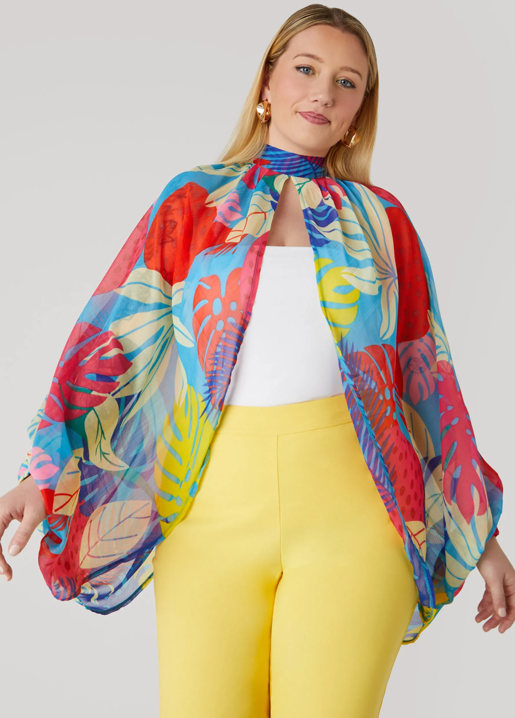 Discount Ashley Stewart Tropical Print Shrug Multi