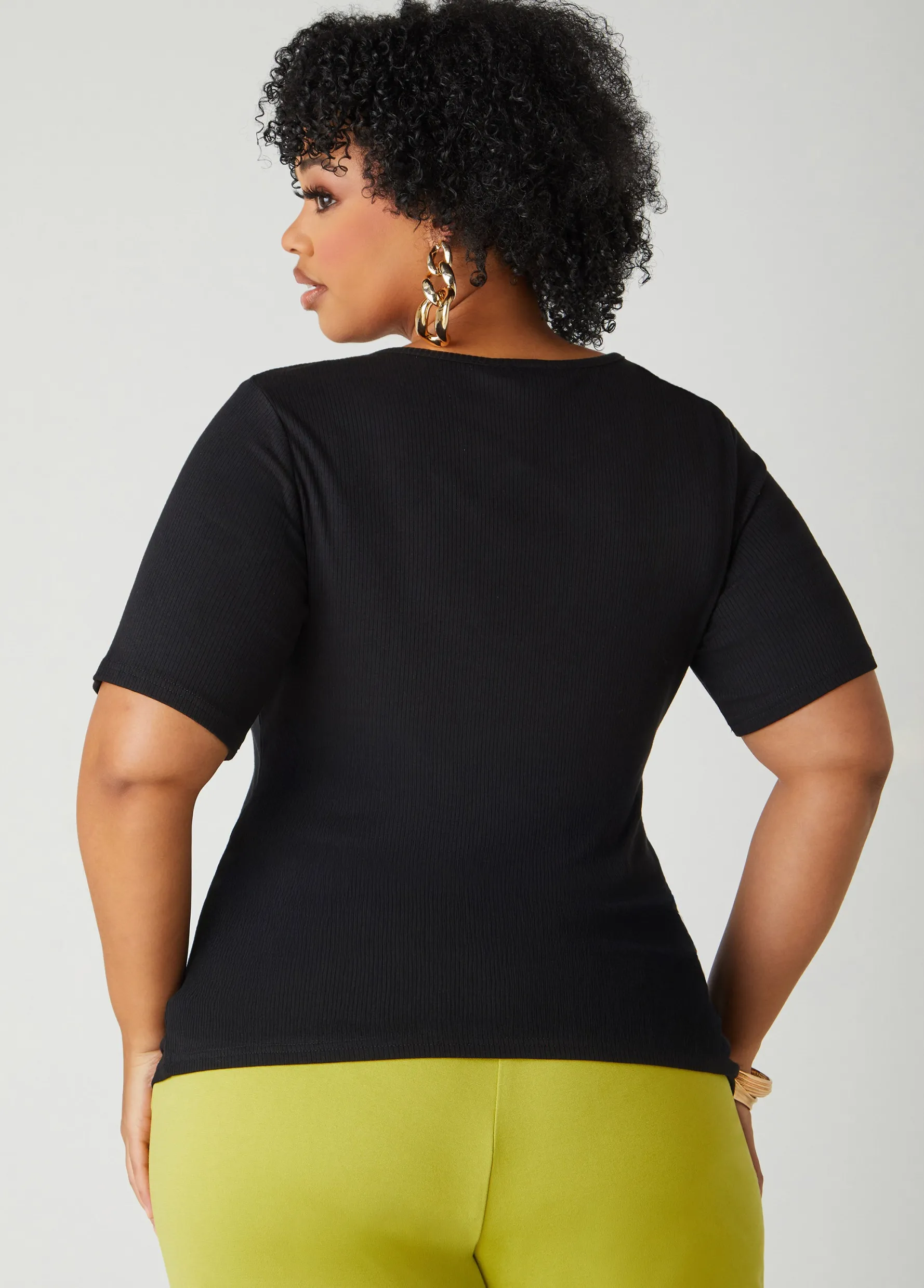 Online Ashley Stewart Twisted Keyhole Ribbed Top