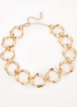 Discount Ashley Stewart Twisted Ring Necklace Gold