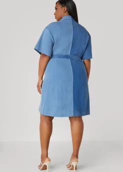 Fashion Ashley Stewart Two Tone Shirtdress Denim