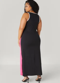 Best Ashley Stewart Two Tone Maxi Tank Dress Fandango Pink
