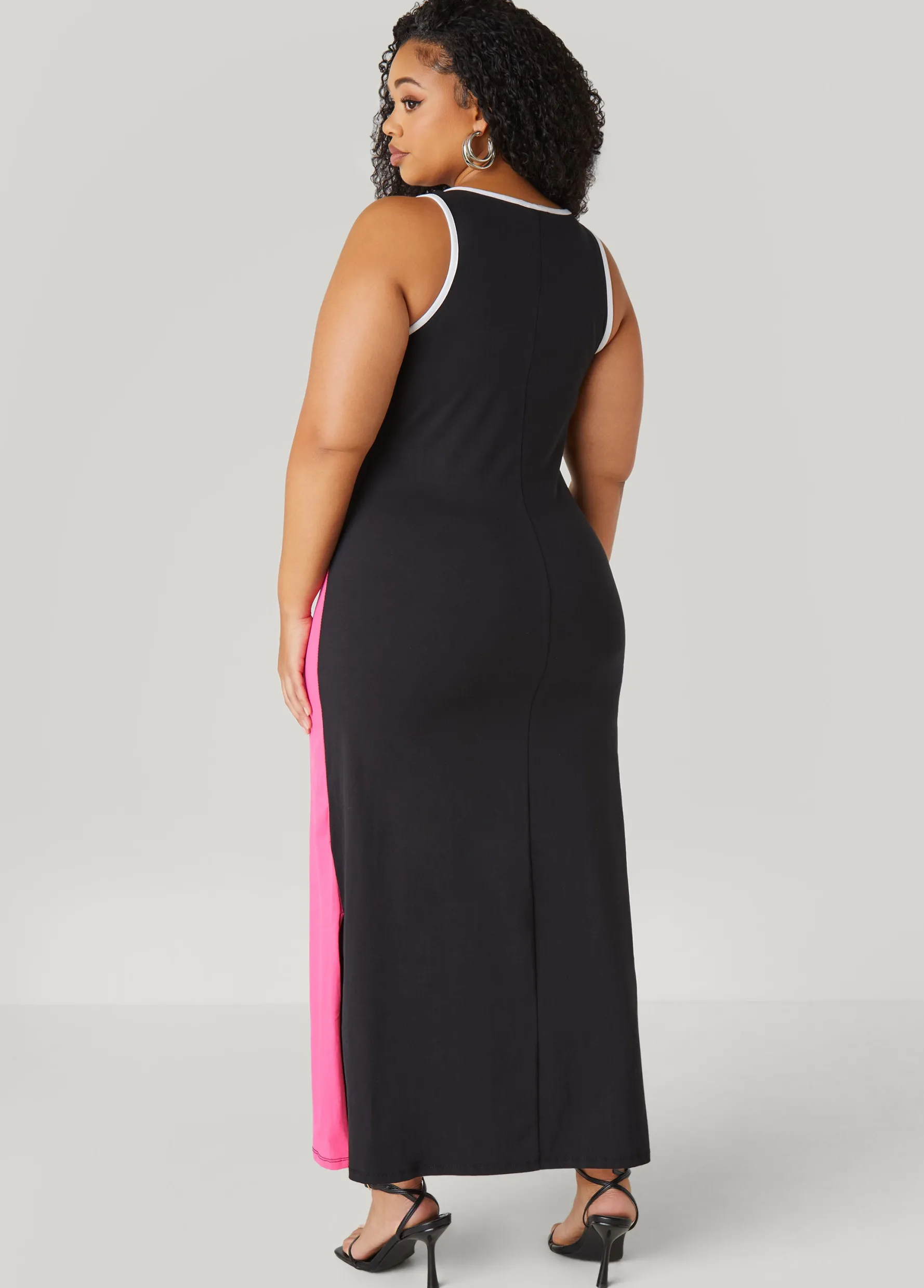 Best Ashley Stewart Two Tone Maxi Tank Dress Fandango Pink