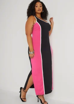Best Ashley Stewart Two Tone Maxi Tank Dress Fandango Pink