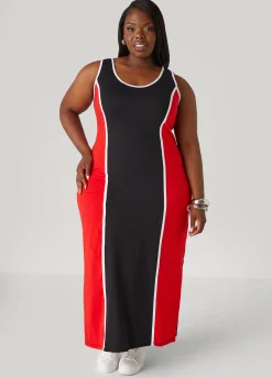Outlet Ashley Stewart Two Tone Tank Maxi Dress Aura Orange