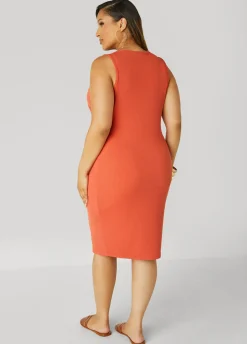 Clearance Ashley Stewart V Neck Ribbed Tank Dress