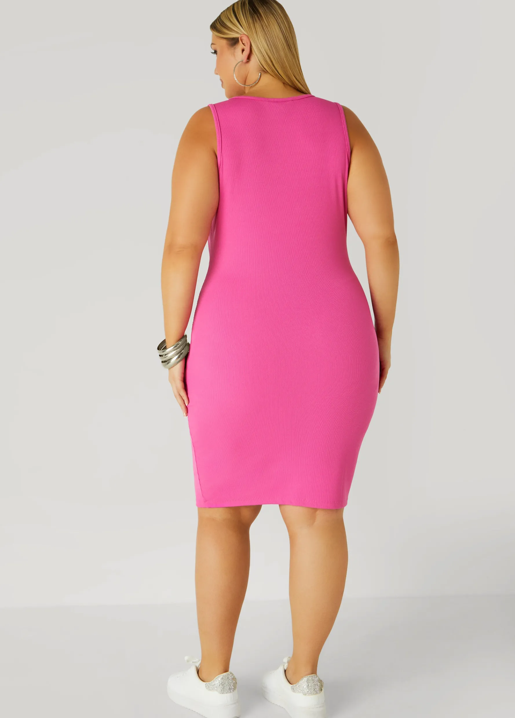Clearance Ashley Stewart V Neck Ribbed Tank Dress