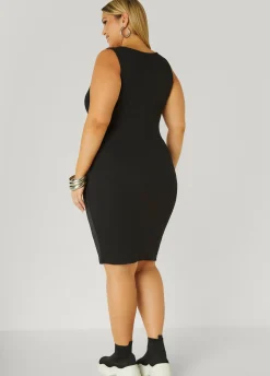 Online Ashley Stewart V Neck Tank Dress Black