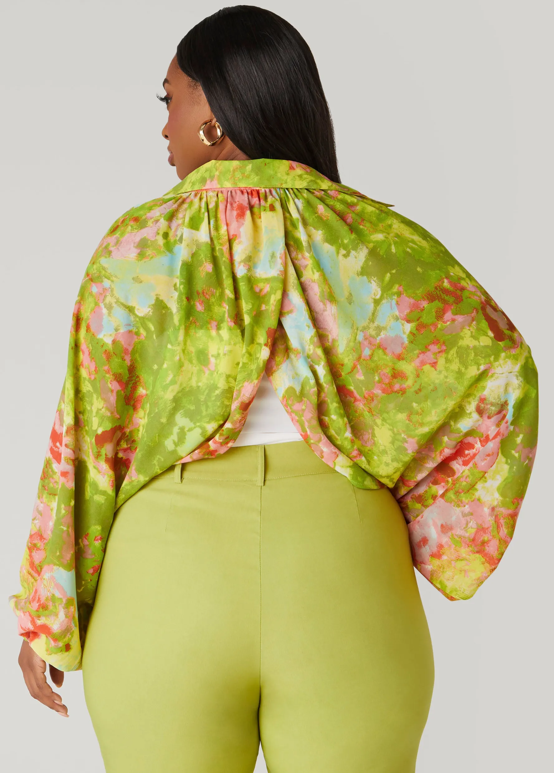 Best Ashley Stewart Watercolor Print Shrug Multi