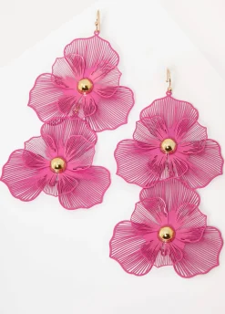 Outlet Ashley Stewart Wired Flower Earrings Fandango Pink