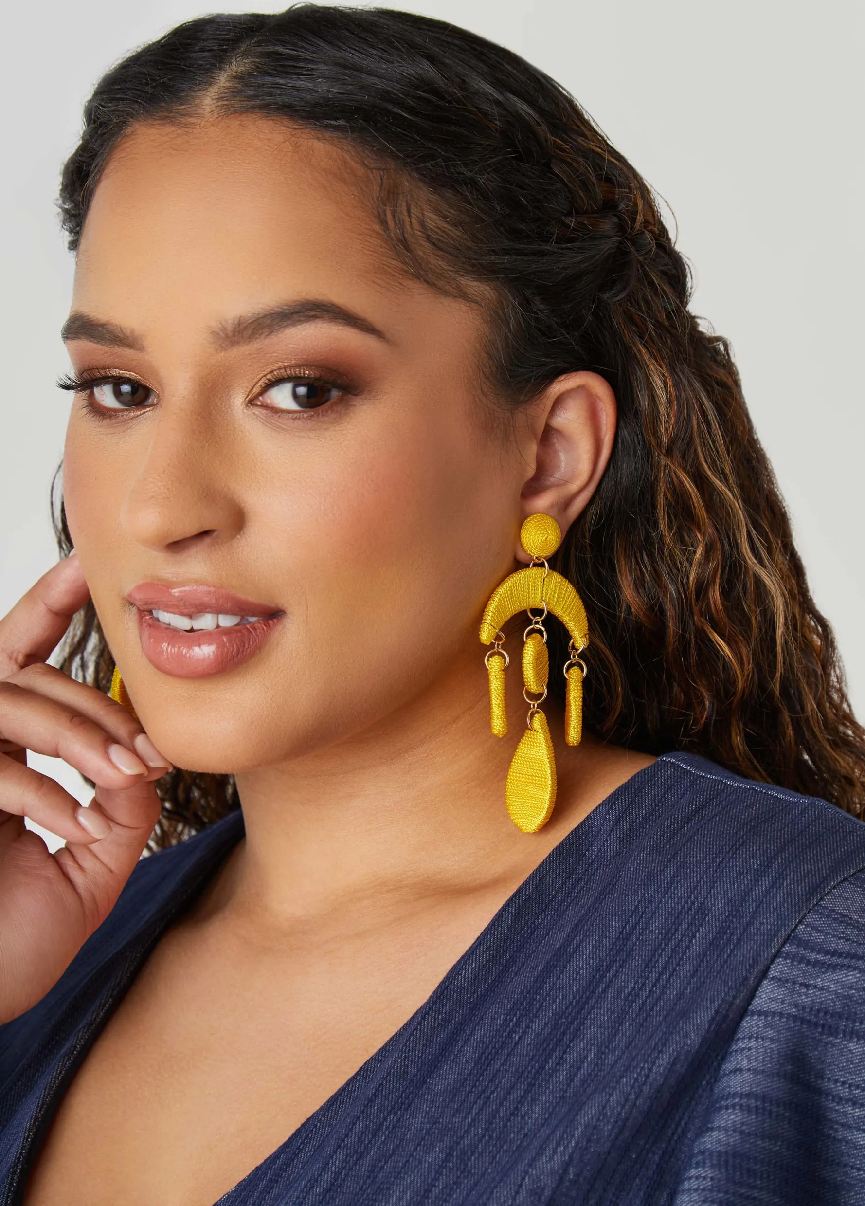 Clearance Ashley Stewart Wrapped Earrings Cyber Yellow