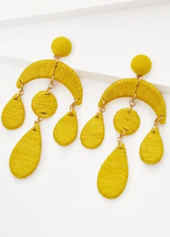 Clearance Ashley Stewart Wrapped Earrings Cyber Yellow