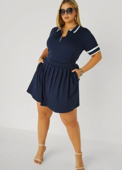 New Ashley Stewart Zip Front Polo Shirt